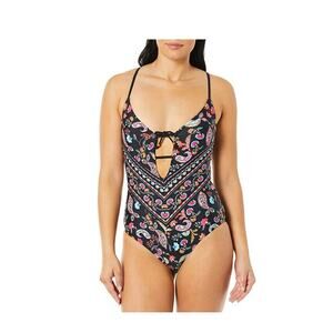 California Sunshine Keyhole Open Back One Piece Swimsuit Multi Size XL